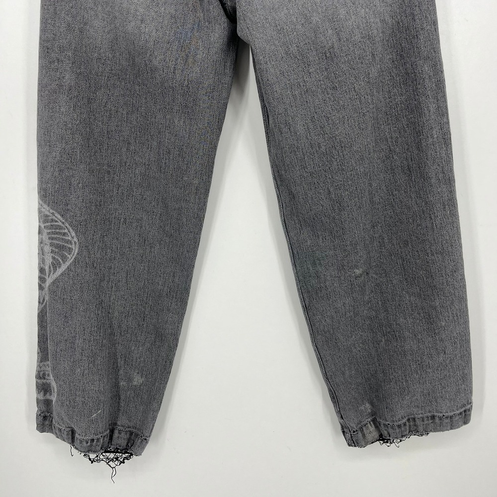 Hollister Super Baggy Snake Graphic Jeans Faded Gray Wide Leg Womens Size 28 - Picture 8 of 15